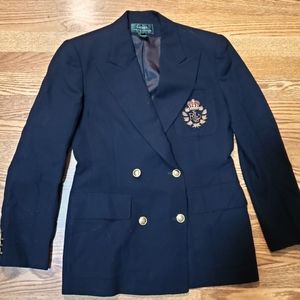 VINTAGE RALPH LAUREN DOUBLE BREASTED NAVY BLAZER SZ 8